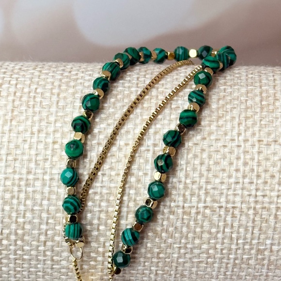 Fossil All Stacked Up Reconstituted Green Malachite Beaded Bracelet - Picture 4 of 6